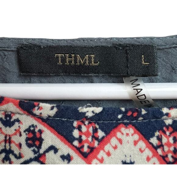 THML Women's Peasant Blouse Blue Large - Picture 4 of 11